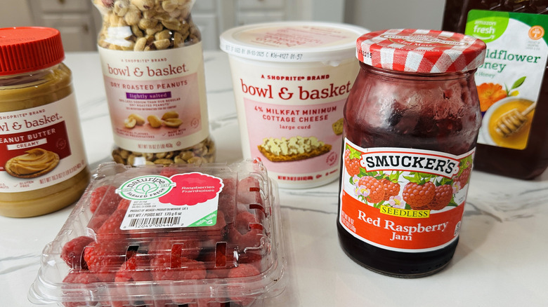 Ingredients for PB+J frozen cottage cheese bark