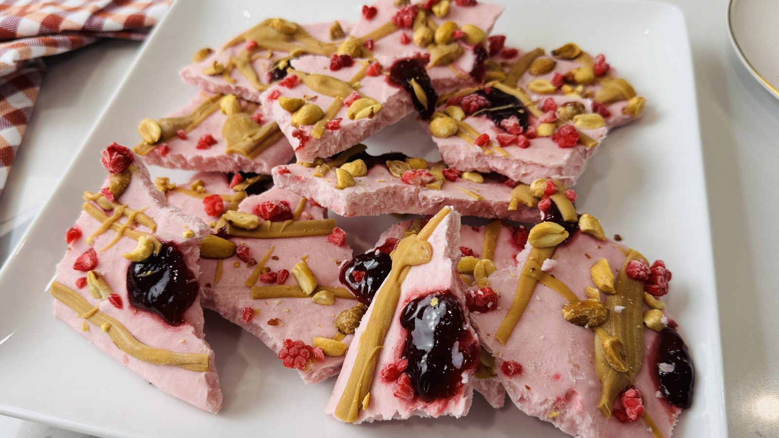PB+J Frozen Cottage Cheese Bark Recipe