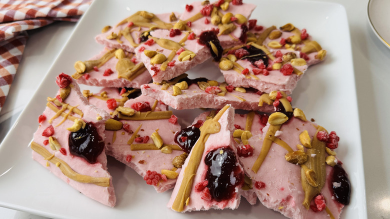 PB+J frozen cottage cheese bark