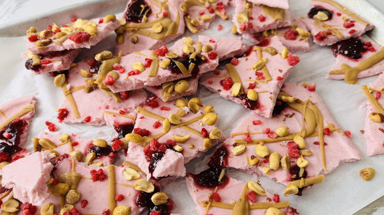 Cottage cheese bark broken up into shards