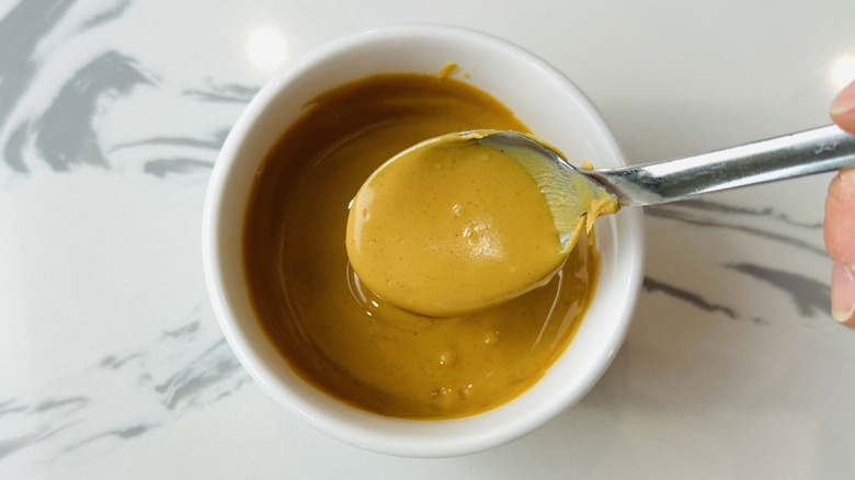 Melted peanut butter in bowl