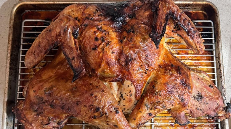 BBQ turkey on the grill