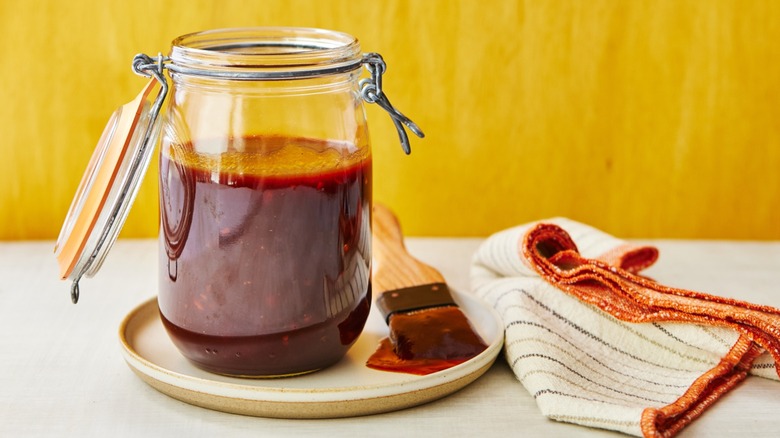Barbecue sauce with a brush