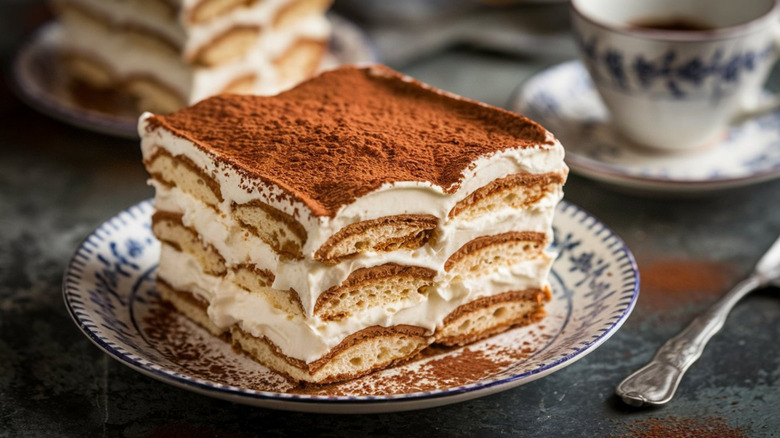 a shot of tiramisu with creamy filling