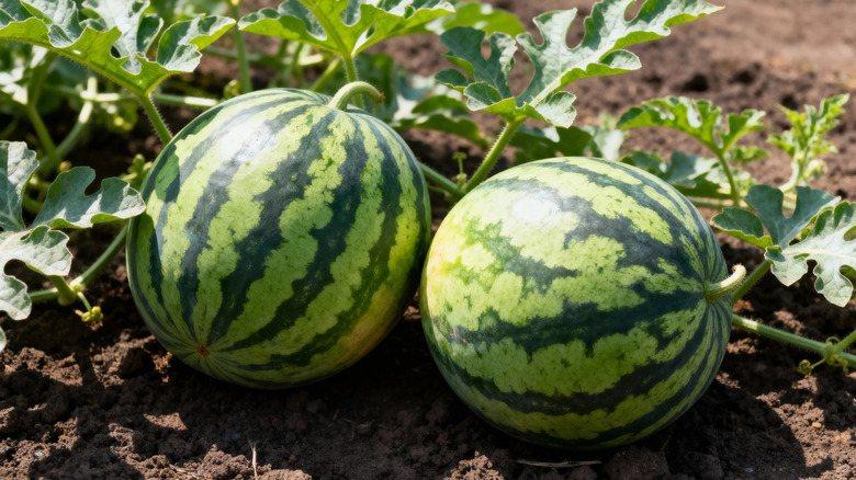Watermelons in an agricultural farm.