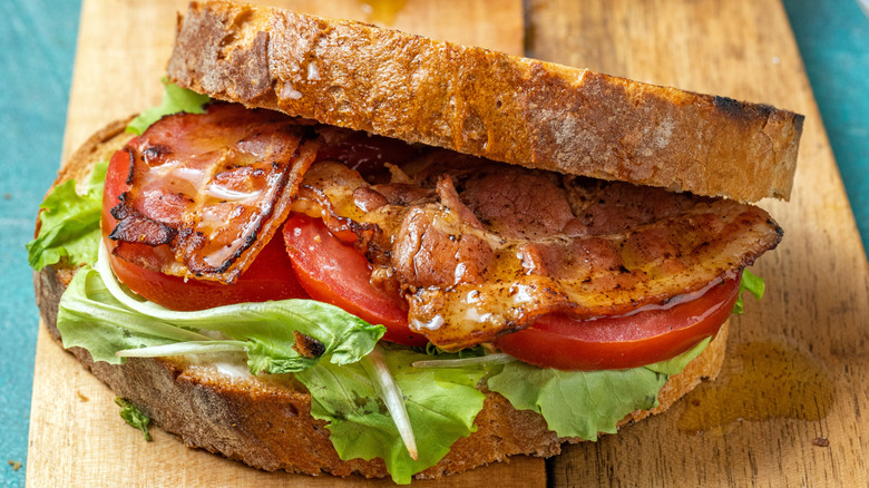 Close-up of a BLT