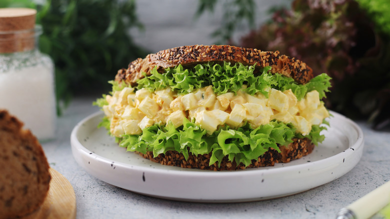 egg salad sandwich front view