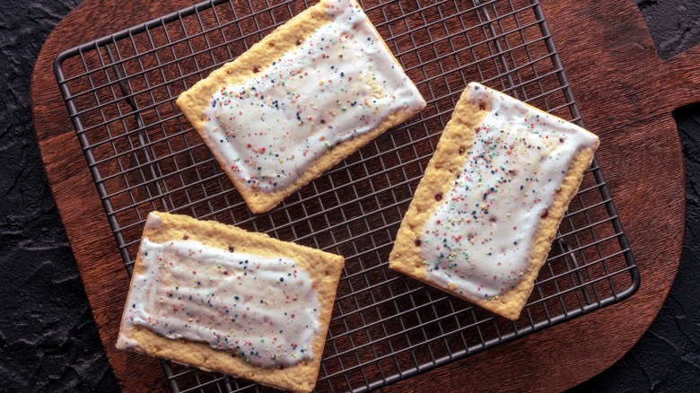 Homemade Pop Tarts on a cooling rack.