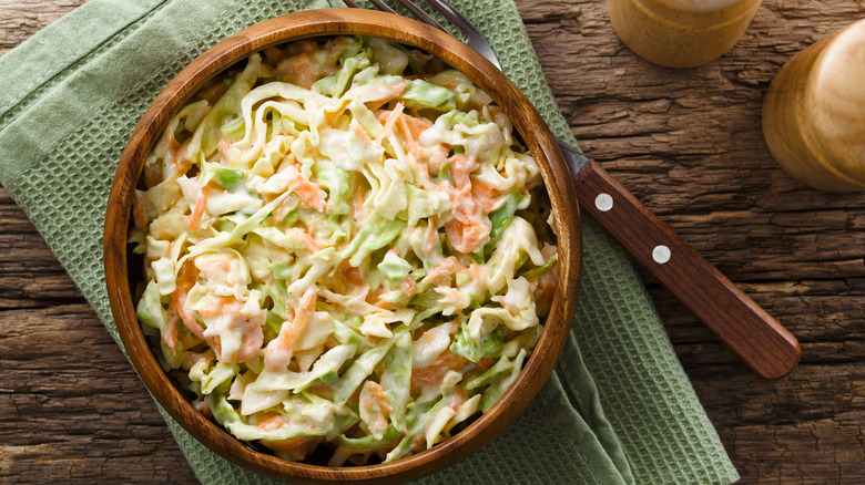 Bowl of fresh mayo slaw.