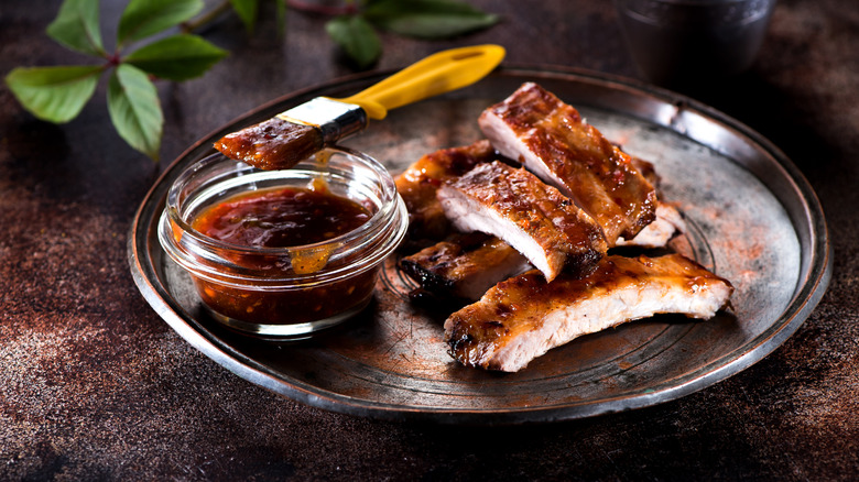 Grilled pork baby back ribs.