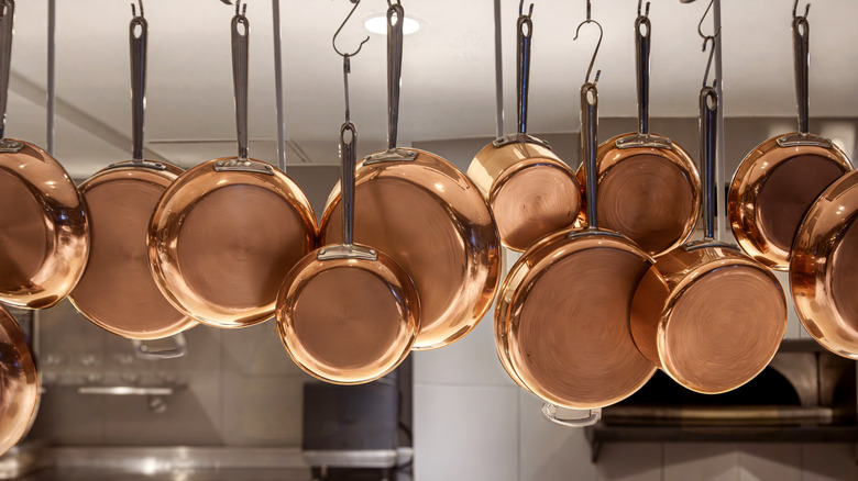 Hanging copper pots