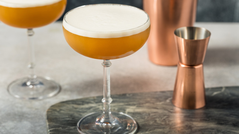 A liquid-filled coupe glass