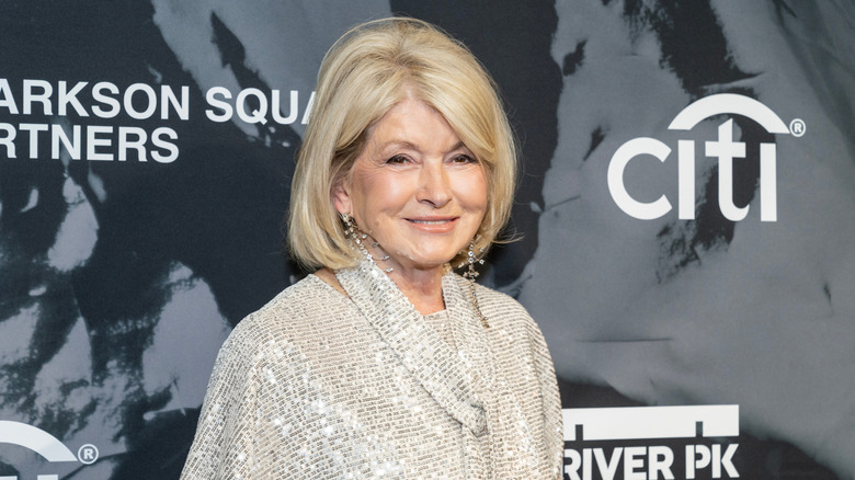 martha stewart wearing a sparkly shirt