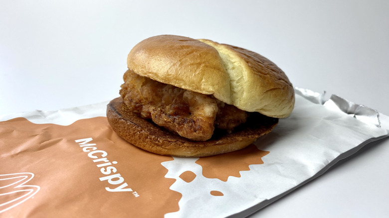McDonald's McCrispy sandwich on its packaging