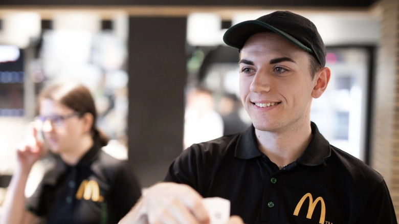 mcdonald's staff serving customer