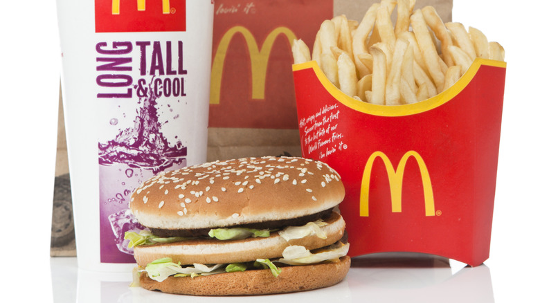 McDonald's burger, fries, drink