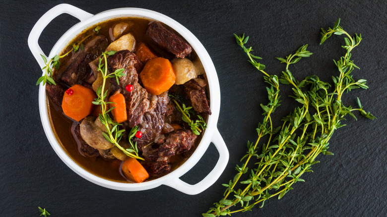 Kansas City steak soup with carrots and potatoes.
