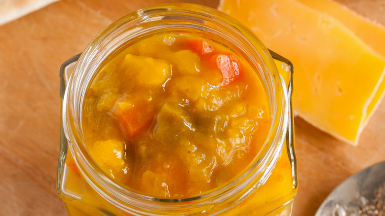 Jar of mustard pickles
