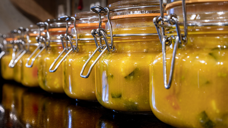 Mustard pickles in jar