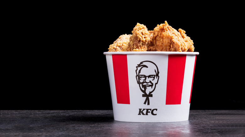 Kentucky Fried Chicken bucket with fried chicken