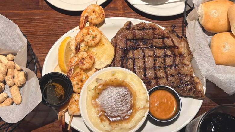 Texas Roadhouse steak dinner on a table