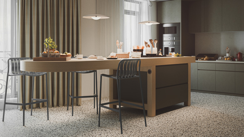 Mineral flooring in a modern kitchen