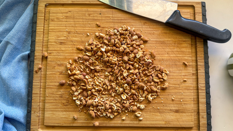 chopped nuts on board