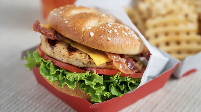 Chick-fil-A's grilled chicken club sandwich with waffle fries