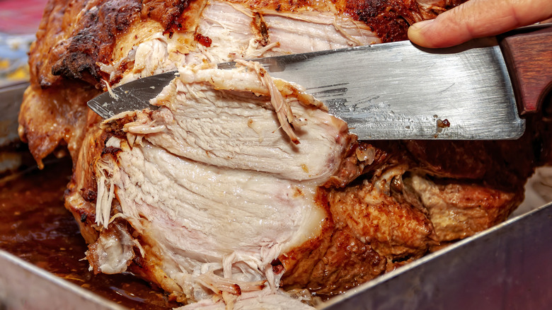 sliced in pork roast