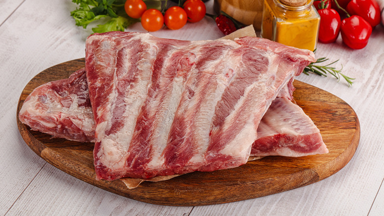 displayed pork ribs