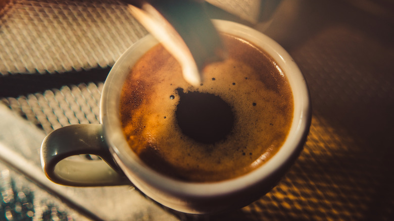 close up hot espresso