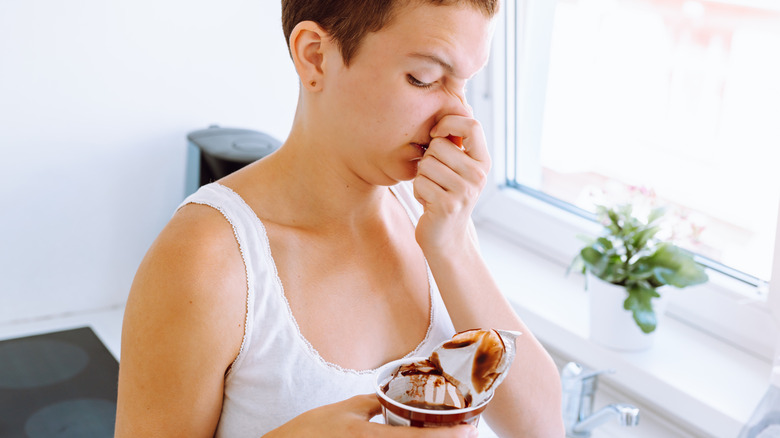Kirkland Greek Yogurt on the shelves at a Costco store