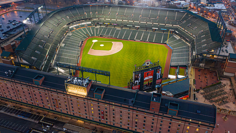 Aerial view of Camden Yards in Baltimore, Maryland