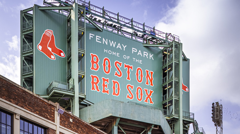 Exterior sign outside of Fenway Park in Boston