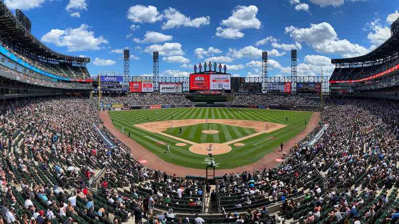 Inside Rate Field, home of the Chicago White Sox, during a baseball game