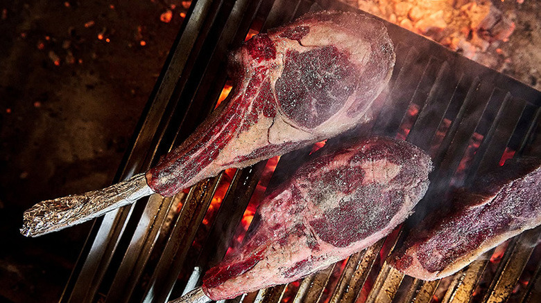 Wagyu steaks on the grill.