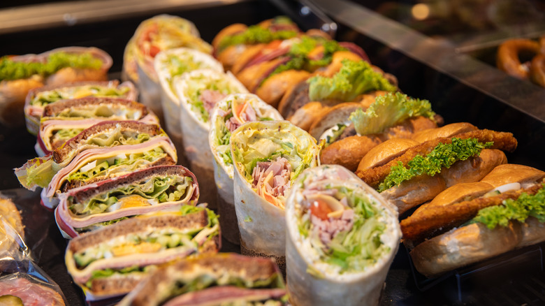 sandwich display at deli