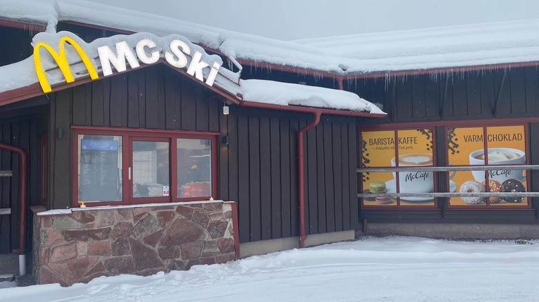 takeout window at the McSki McDonald's in Lindvallen ski resort, Sweden