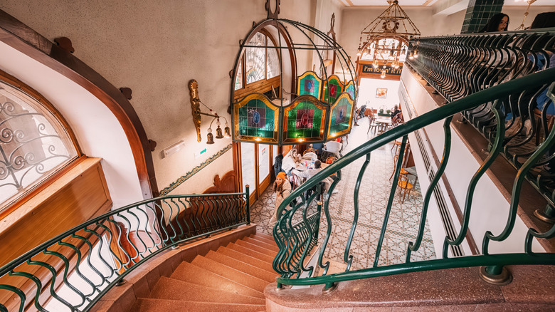 winding staircase in the Art Nouveau McDonald's in Subotica, Serbia