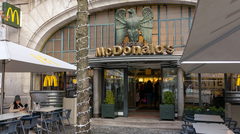 entrance of the Art Deco McDonald's in Porto, Portugal