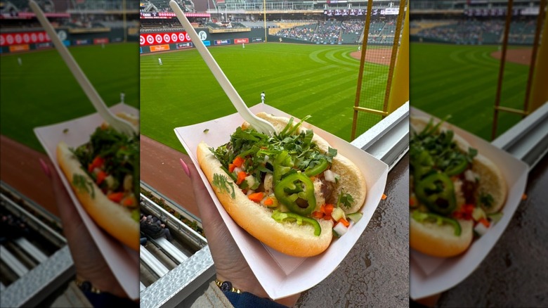 The Banh Mi Brat hot dog at the Minnesota Twins stadium.