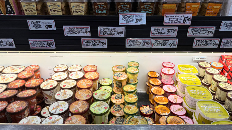 Trader Joe's ice cream in a freezer