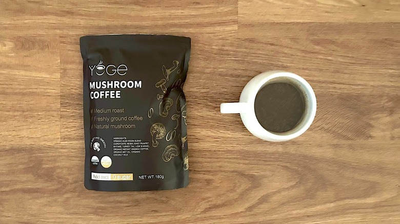 Package and cup of Yege Mushroom Coffee