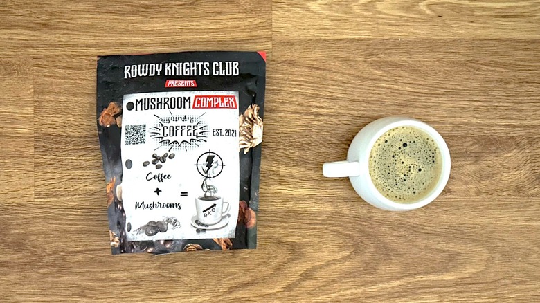 Package and cup of Rowdy Knights Club Mushroom Complex