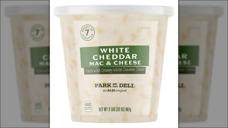 Container of Aldi's Park Street Deli White Cheddar Mac & Cheese