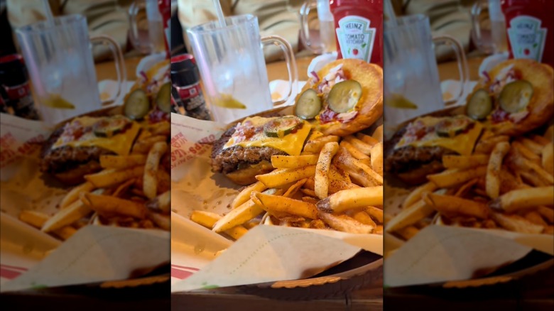 Cheeseburger and fries