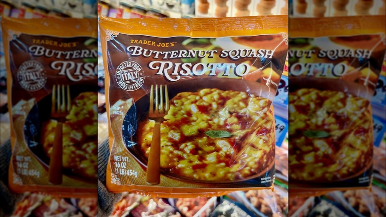 Trader Joe's butternut squash risotto packet in store.