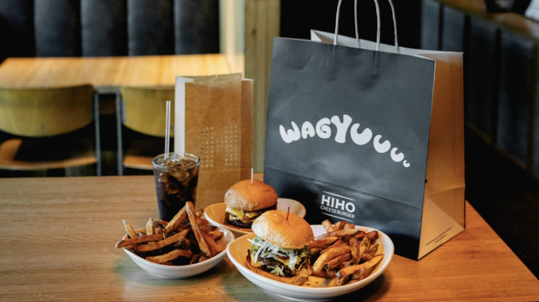 HiHo burgers and fries and bag