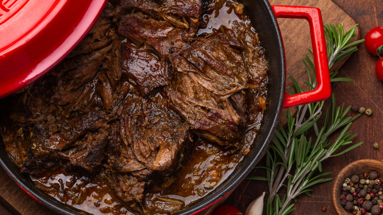 A braised beef dish, which evidently features the tender meat.