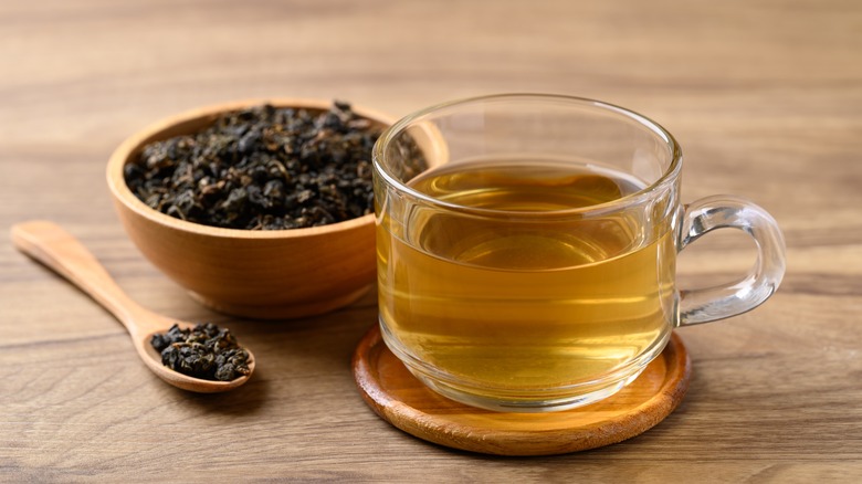 brewed cup of oolong tea